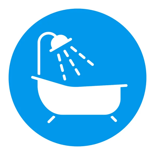 Bathroom Vector White Glyph Icon Bath Shower Sign Graph Symbol — Stock Vector