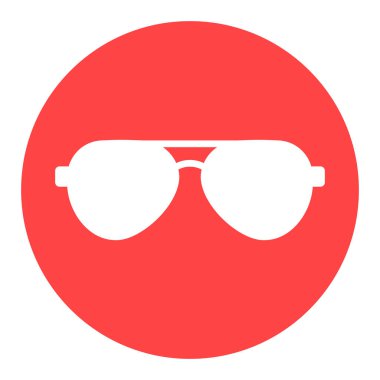 Güneş gözlüğü düz vektör beyaz sembol. Yaz tabelası. Seyahat ve turizm web sitesi ve uygulama tasarımı, logo, uygulama, UI için grafik sembolü
