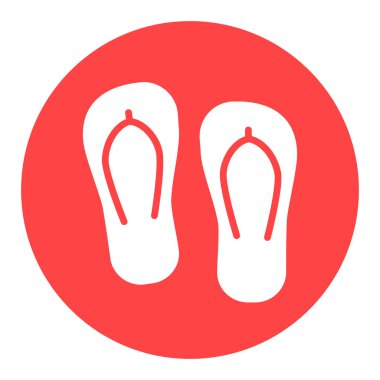 Flip flops düz vektör beyaz simge simgesi. Yaz tabelası. Seyahat ve turizm web sitesi ve uygulama tasarımı, logo, uygulama, UI için grafik sembolü