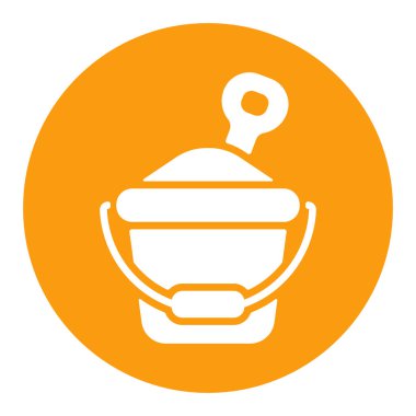 Kum kovası ve kürek vektörü beyaz sembol. Yaz tabelası. Seyahat ve turizm web sitesi ve uygulama tasarımı, logo, uygulama, UI için grafik sembolü