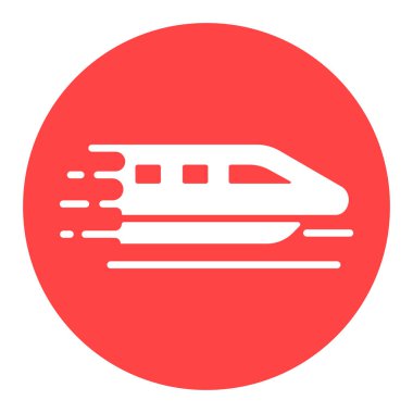 Monoray hızı modern tren düz vektör beyaz sembol. Seyahat ve turizm web sitesi ve uygulama tasarımı, logo, uygulama, UI için grafik sembolü