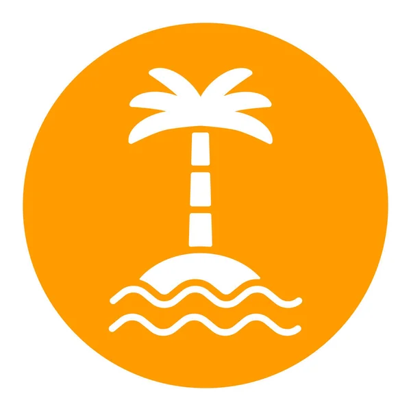 Palmera Tropical Isla Con Ondas Marinas Vector Icono Glifo Blanco — Archivo Imágenes Vectoriales