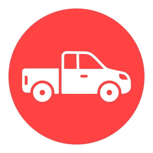 Pickup Mobil Datar Vektor Putih Glif Ikon Simbol Grafis Untuk - Stok Vektor