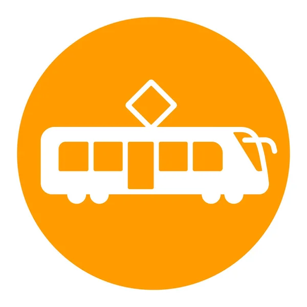 Міський Трамвай Плоский Вектор Білий Гліф Значок Символ Графіку Веб — стоковий вектор