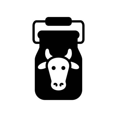 Süt kabı simgesi için kutu. Çiftlik hayvanı işareti. Web sitenizin tasarımı için grafik sembolü, logo, uygulama, UI. Vektör illüstrasyonu