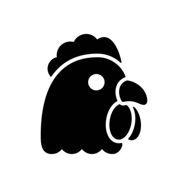 Tavuk kabartma simgesi. Hayvan kafası. Çiftlik işareti. Web sitenizin tasarımı için grafik sembolü, logo, uygulama, UI. Vektör illüstrasyonu