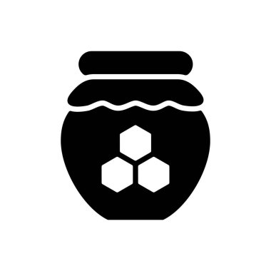 Ballı kavanoz sembolü. Çiftlik hayvanı işareti. Web sitenizin tasarımı için grafik sembolü, logo, uygulama, UI. Vektör illüstrasyonu