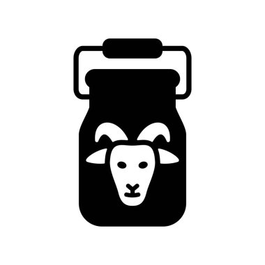 Süt kabı simgesi için kutu. Çiftlik hayvanı işareti. Web sitenizin tasarımı için grafik sembolü, logo, uygulama, UI. Vektör illüstrasyonu