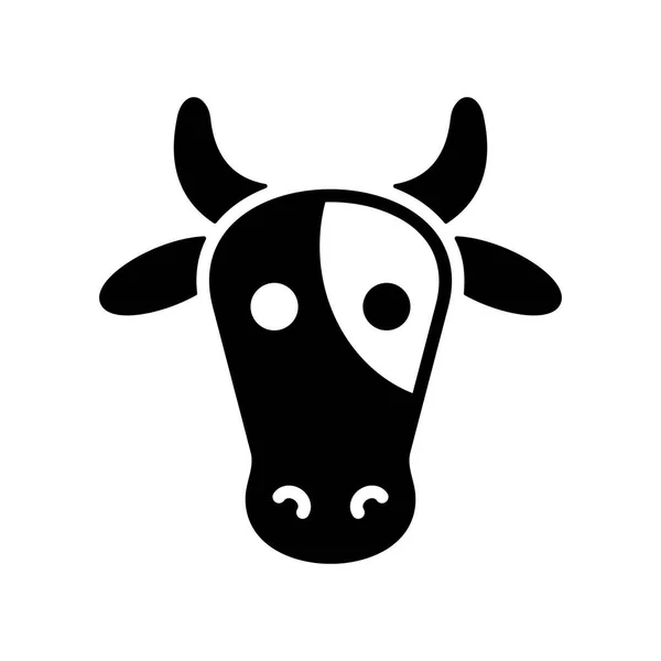 Ikona Glifu Krowiego Głowa Zwierzęcia Znak Gospodarstwa Symbol Graficzny Dla — Wektor stockowy