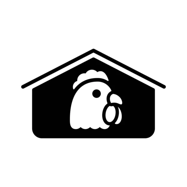 Κοτόπουλο Σπίτι Glyph Εικόνα Ζώο Αγροκτήματος Σύμβολο Γραφήματος Για Σχεδιασμό — Διανυσματικό Αρχείο