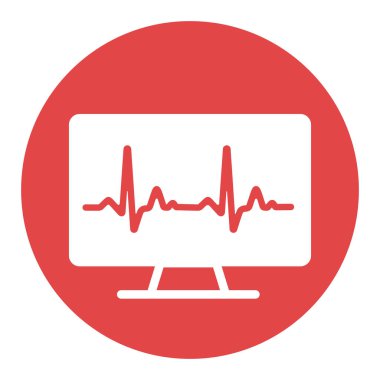 Bilgisayar tanılama vektörü beyaz kabartma simgesi. İlaç ve sağlık sigortası, tıbbi destek işareti. Tıbbi web sitesi ve uygulama tasarımı için grafik sembolü, logo, uygulama, UI