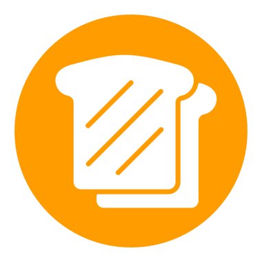 Ekmek, tost vektörü beyaz sembol. Fast food burcu. Yemek pişirme web sitesi ve uygulama tasarımı, logo, uygulama, UI için grafik sembolü