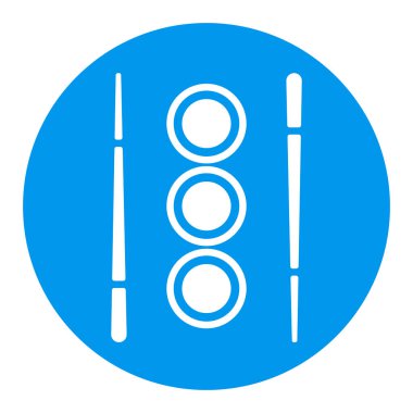 Yemek çubukları vektör beyaz sembol ile suşi rulosu. Fast food burcu. Yemek pişirme web sitesi ve uygulama tasarımı, logo, uygulama, UI için grafik sembolü