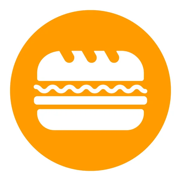 Subway Sandwich Vecteur Glyphe Blanc Icône Signe Restauration Rapide Symbole — Image vectorielle