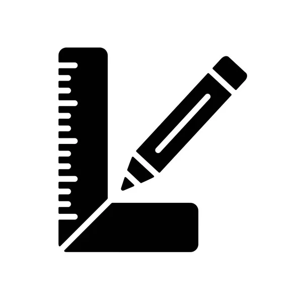 カーペンター四角形と鉛筆ベクトルのグリフアイコン ウェブサイトのデザイン アプリ Uiのグラフシンボル — ストックベクタ