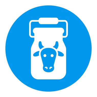 Süt beyazı simgesi için konteyner. Çiftlik hayvanı işareti. Web sitenizin tasarımı için grafik sembolü, logo, uygulama, UI. Vektör illüstrasyonu