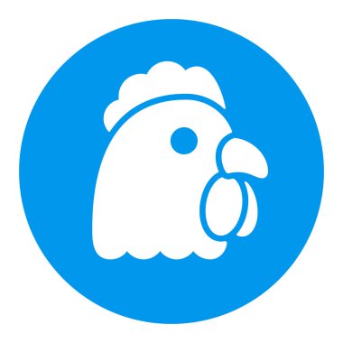 Tavuk beyazı sembol. Hayvan kafası. Çiftlik işareti. Web sitenizin tasarımı için grafik sembolü, logo, uygulama, UI. Vektör illüstrasyonu