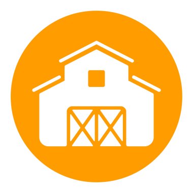 Beyaz ahır sembolü. Çiftlik hayvanı işareti. Web sitenizin tasarımı için grafik sembolü, logo, uygulama, UI. Vektör illüstrasyonu