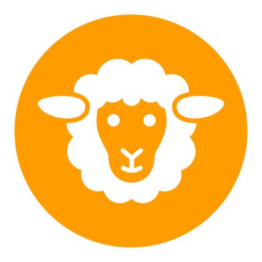 Koyun beyazı sembol. Hayvan kafası. Çiftlik işareti. Web sitenizin tasarımı için grafik sembolü, logo, uygulama, UI. Vektör illüstrasyonu