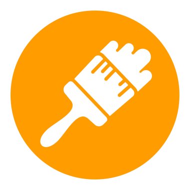 Boya fırçası vektörü düz beyaz kabartma simgesi. İnşaat, onarım ve inşaat. Web sitenizin tasarımı için grafik sembolü, logo, uygulama, UI. Vektör illüstrasyonu, EPS10.