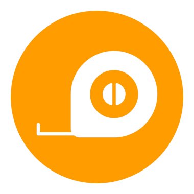 Teyp ölçüm vektörü beyaz kabartma simgesi. İnşaat, onarım ve inşaat. Web sitenizin tasarımı için grafik sembolü, logo, uygulama, UI