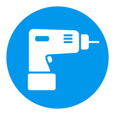 Elektrikli tornavida vektör beyaz glyph simgesi. İnşaat, onarım ve inşaat. Web sitenizin tasarımı için grafik sembolü, logo, uygulama, UI