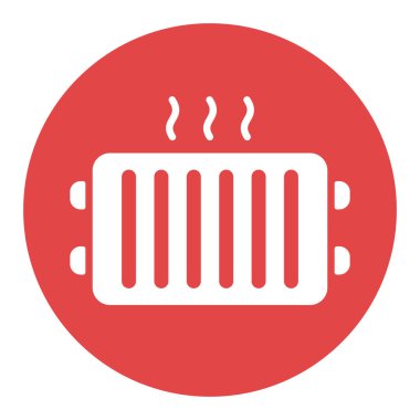 Radyatör, ısıtıcı vektör beyaz sembol. İnşaat, onarım ve inşaat. Web sitenizin tasarımı için grafik sembolü, logo, uygulama, UI