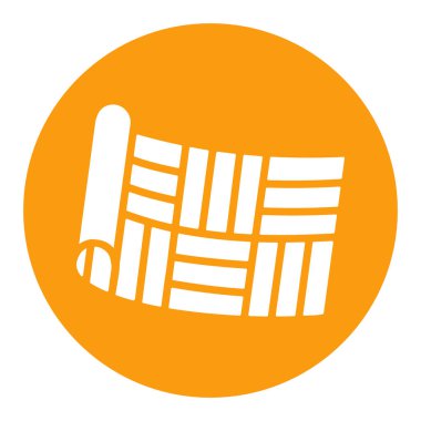 Linolyum rulo vektör beyaz glyph simgesi. İnşaat, onarım ve inşaat. Web sitenizin tasarımı için grafik sembolü, logo, uygulama, UI