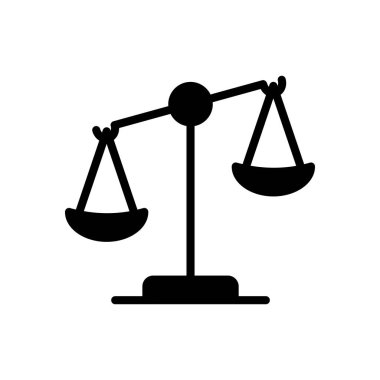 Kanun ölçekli vektör sembolü, adalet ana hatları ikonu. Web sitenizin tasarımı için grafik sembolü, logo, uygulama, UI. Vektör illüstrasyonu, EPS10.