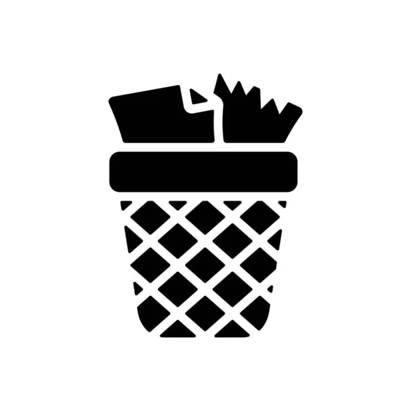 Ikona Glifu Koszu Śmieci Znak Miejsca Pracy Symbol Graficzny Dla — Wektor stockowy