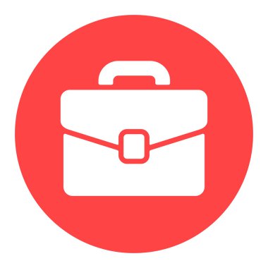 Evrak çantası vektör beyaz kabartma simgesi. İş tabelası. Web sitenizin tasarımı için grafik sembolü, logo, uygulama, UI. Vektör illüstrasyonu, EPS10.