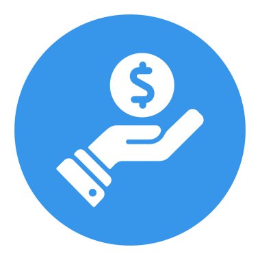 Eldeki paranın piktografı beyaz sembol vektörü. Finansal tabela. Web sitenizin tasarımı için grafik sembolü, logo, uygulama, UI. Vektör illüstrasyonu, EPS10.