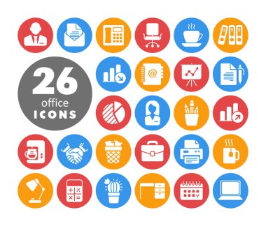 Ofis ana hatları beyaz sembol. Ofis işareti. Web sitenizin tasarımı için grafik sembolü, logo, uygulama, UI. Vektör illüstrasyonu