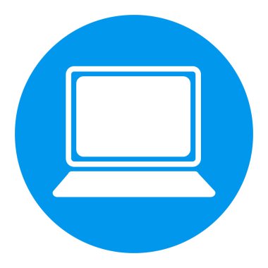 Laptop ana hatları beyaz glyph simgesi. Çalışma alanı tabelası. Web sitenizin tasarımı için grafik sembolü, logo, uygulama, UI. Vektör illüstrasyonu, EPS10.