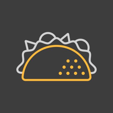 Siyah arka planda Taco vektör simgesi. Fast food burcu. Yemek pişirme web sitesi ve uygulama tasarımı, logo, uygulama, UI için grafik sembolü
