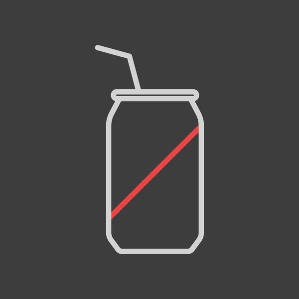 Ikon Vektor Kaleng Soda Pada Latar Belakang Gelap Tanda Makanan - Stok Vektor