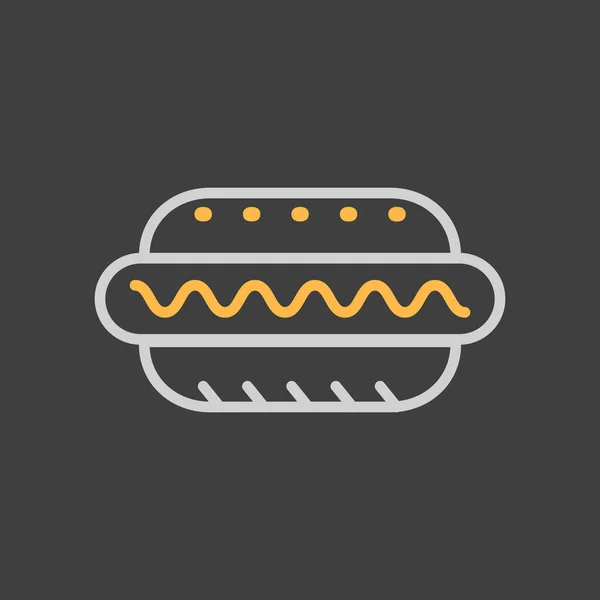 Hot Dog Vektorsymbol Auf Dunklem Hintergrund Fast Food Schild Grafiksymbol — Stockvektor