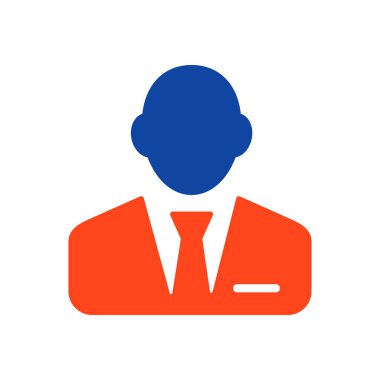 İş elbisesi giymiş bir adamın simgesi glifin ana hatlarını çiziyor. İş tabelası. Web sitenizin tasarımı için grafik sembolü, logo, uygulama, UI. Vektör illüstrasyonu, EPS10.