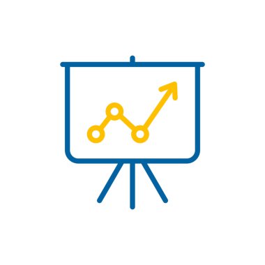 Çizelge ana hatları simgesi. Grafikli projeksiyon ekranı. İş tabelası. Web sitenizin tasarımı için grafik sembolü, logo, uygulama, UI. Vektör illüstrasyonu