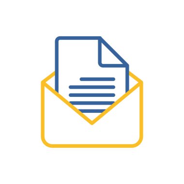 İleti özeti simgesi. Ofis işareti. Web sitenizin tasarımı için grafik sembolü, logo, uygulama, UI. Vektör illüstrasyonu