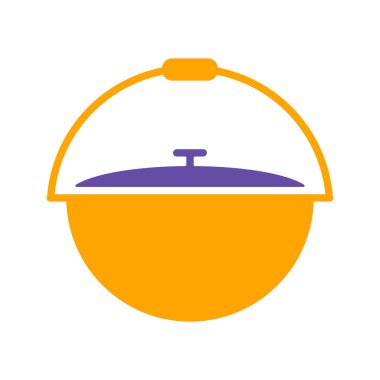 Metal vektör sembol ikonundan kamp kazanı. Mutfak aletleri. Yemek pişirme web sitesi tasarımı, logo, uygulama, UI için grafik sembolü