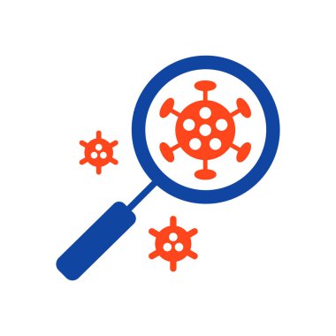 Büyüteç vektör simgesi altında Coronavirus. Roman Coronavirus. Tıbbi web sitesi ve uygulama tasarımı için grafik sembolü, logo, uygulama, UI
