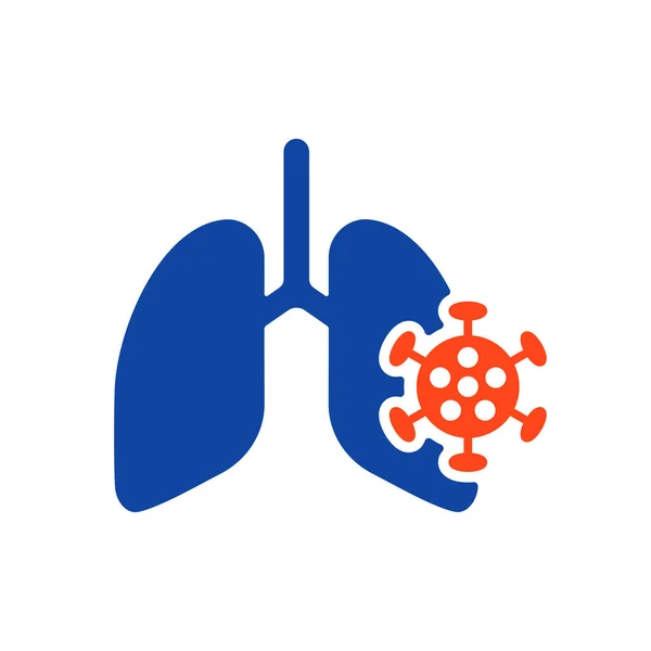 Pulmões Humanos Infectados Por Vírus Bactérias Vetor Glifo Ícone Sinal — Vetor de Stock