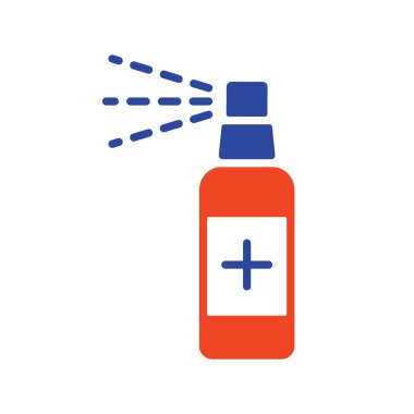 Anti bakteriyel dezenfektan spreyi, el dezenfektanı vektör sembolü. Coronavirus. Tıbbi web sitesi ve uygulama tasarımı için grafik sembolü, logo, uygulama, UI
