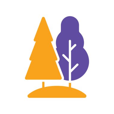 Yaprak döken ve kozalaklı orman vektör sembolü. Doğa işareti. Seyahat ve turizm web sitesi ve uygulama tasarımı, logo, uygulama, UI için grafik sembolü