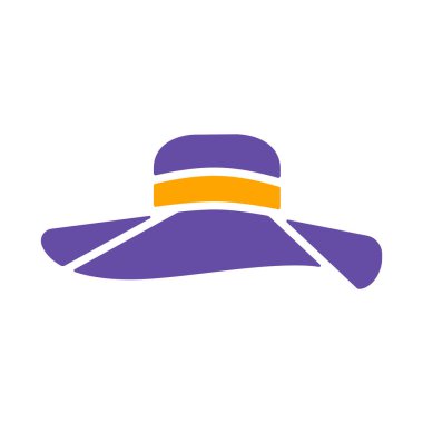 Kadın yaz şapkası vektör simgesi. Kız plaj şapkası. Yaz tabelası. Seyahat ve turizm web sitesi ve uygulama tasarımı, logo, uygulama, UI için grafik sembolü