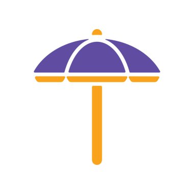 Plaj şemsiyesi düz vektör sembolü. Yaz tabelası. Seyahat ve turizm web sitesi ve uygulama tasarımı, logo, uygulama, UI için grafik sembolü
