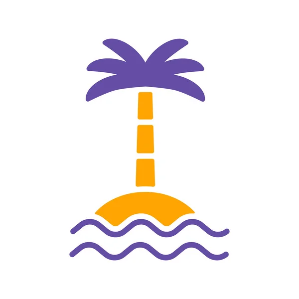 Adada Tropikal Palmiye Deniz Dalgaları Vektör Simgesi Ile Yaz Tabelası — Stok Vektör