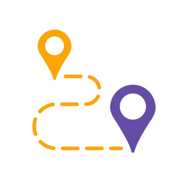 Rota vektör simgesi. Navigasyon işareti. Seyahat ve turizm web sitesi ve uygulama tasarımı, logo, uygulama, UI için grafik sembolü