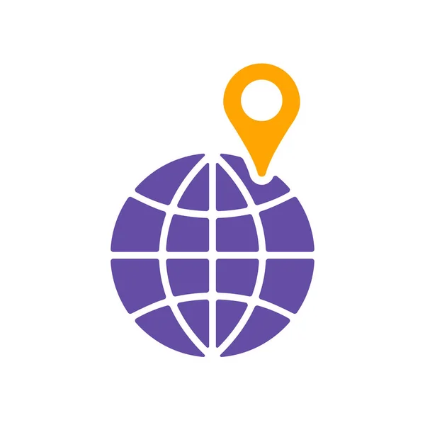 Globe Ikonou Vektorového Glyfu Navigační Značka Grafický Symbol Pro Cestování — Stockový vektor
